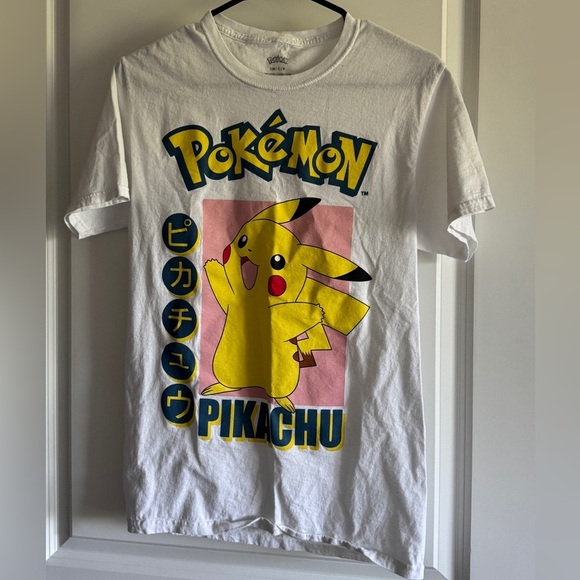 Pokemon Pikachu White Tee with Yellow and Pink Accents - Picture 1 of 9